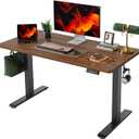 TIQLAB Electric Standing Desk, 47 * 24 Inches Adjustable Height Stand up Desk,Sit Stand Home Office Table with Splice Board, Black Walnut