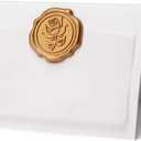 25 Pack Name Cards for Table Setting, Place Cards with Antique Gold Rose Wax Seal Sticker for Wedding, Table Tent Card Stock Handmade Decor for Party, Dinner, Home (Pearlized White)