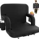 DEKEMASTER Stadium Seats with Back Support - Portable Bleacher Chairs with Back and Cushion, 6 Adjustable Positions Pdded Bleacher Seat for Sport Events Camping Fishing (Extra Wide - 25", Black 1pc)