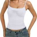 REORIA Womens Sexy Square Neck Tank Tops Adjustable Cami Shirts Summer Basic Double Lined Y2K Trendy Going Out Tops (M)