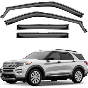 Window Deflectors Smoke Tinted In-Channel Side Window Vent Visor Deflectors Rain Guards Compatible with Explorer 2020-2025 - 4pcs. GW0711