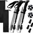 Collapsible Trekking Poles for Hiking - Lightweight Foldable Hiking Poles, 2 Pack Adjustable Aluminum Walking Sticks with for Men, Women, Kids, Seniors, Walking Poles for Backpacking, Camping, Travel (Black)