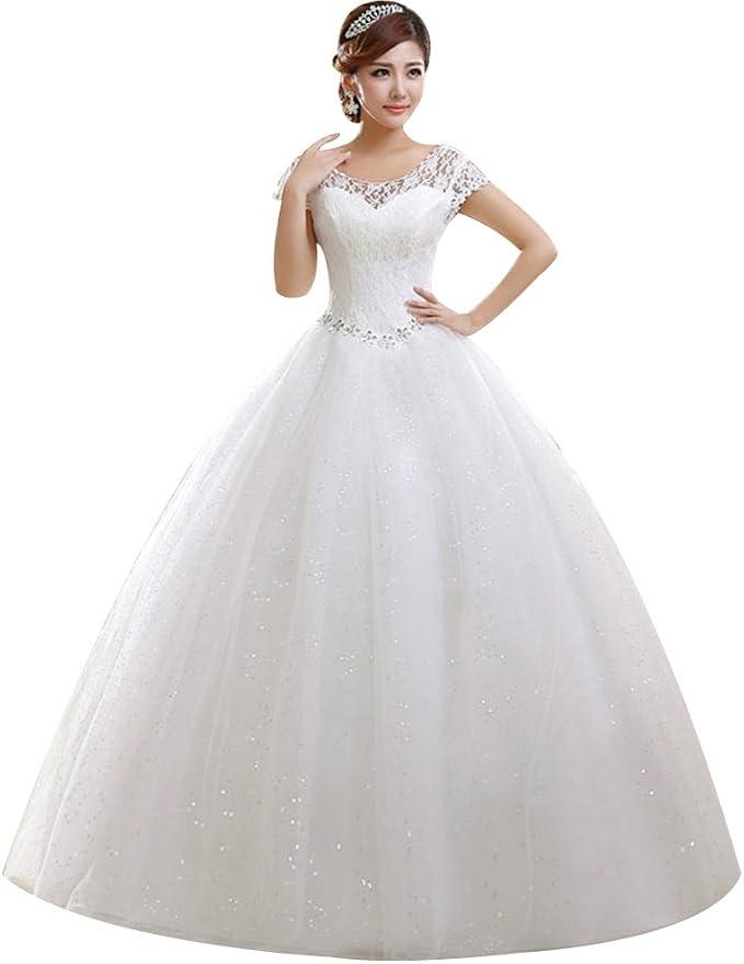 Eyekepper Double Shoulder Floor Length Bridal Gown Wedding Dress Custom Size 0, White