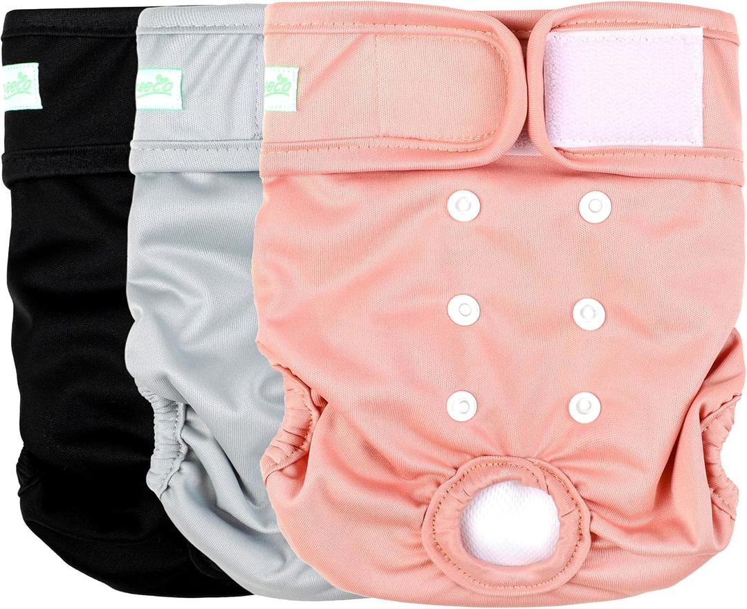 Wegreeco Washable Reusable Premium Dog Diapers,Pack of 3, Small Dog Puppy & Doggy Diapers Female,Dog Period Panties Diapers Female in Heat