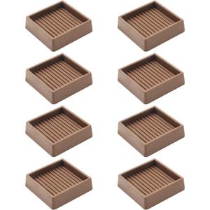 2X2 Rubber Caster Cups, Non Slip Furniture Pads, Anti-Slip Gripper, Anti Skid Furniture Feet, Anti Slide Floor Protector for Bed Couch Table Chair Stoppers - 8 Pack, Brown