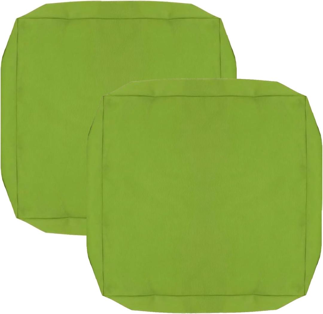 FLYMEI Patio Cushion Covers 20x20x2 Waterproof Outdoor Cushion Cover Replacement 2Packs Outdoor Seat Cushion Slipcover for Rattan Chair Sofa, Apple Green