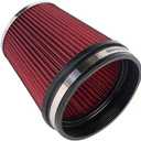 MUGE RACING 6" 152 mm High Flow Inlet Air Filter, Air Intake Cone Filter Replacement Performance Washable Clamp-On Dry, 6'' Tall(Red)