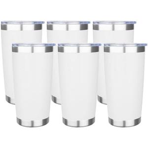 20oz Tumbler with Lid Stainless Steel Insulated Tumblers Travel Coffee Tumbler Bulk Double Wall Vacuum Insulated Water Cup Christmas Gifts for Women Men Her Him Home Office (White, 6pack)