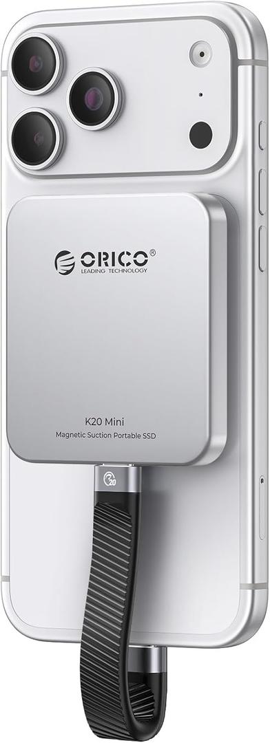 ORICO 2TB Magnetic External SSD, Aluminum Alloy, Up to 2000MB/s, 4K 120Hz ProRes HDR Record and Store, External Solid State Drive, Compatible with iPhone 17 16 Pro Max, Tablet, Computer - K20MINI