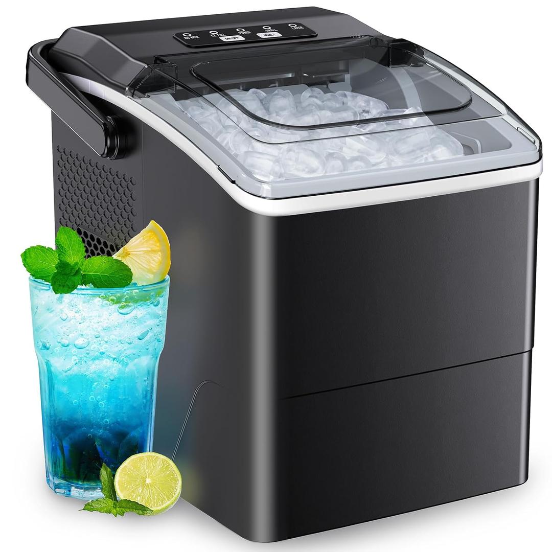 Ice Makers Countertop- Ice Maker Machine 6 Mins 9 Bullet Ice, 26 Lbs/24 Hrs, Portable Countertop Ice Maker with Self Cleaning Function, Ice Maker for Home/Kitchen/Party, 11.65"Dx9.37"Wx11.42"H, Black