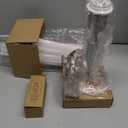 Touch Bedside Table Lamp - Modern Small Lamp for Bedroom Living Room Nightstand, Desk lamp with Fabric Lamp Shade, Warm LED Bulb, 3 Way Dimmable, Simple Design Mother's Day Gifts (Silver)