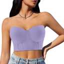Women Longline Strapless Push Up Full Coverage Underwire Deep Cup Smoothing Bra ((38) DD, Purple)