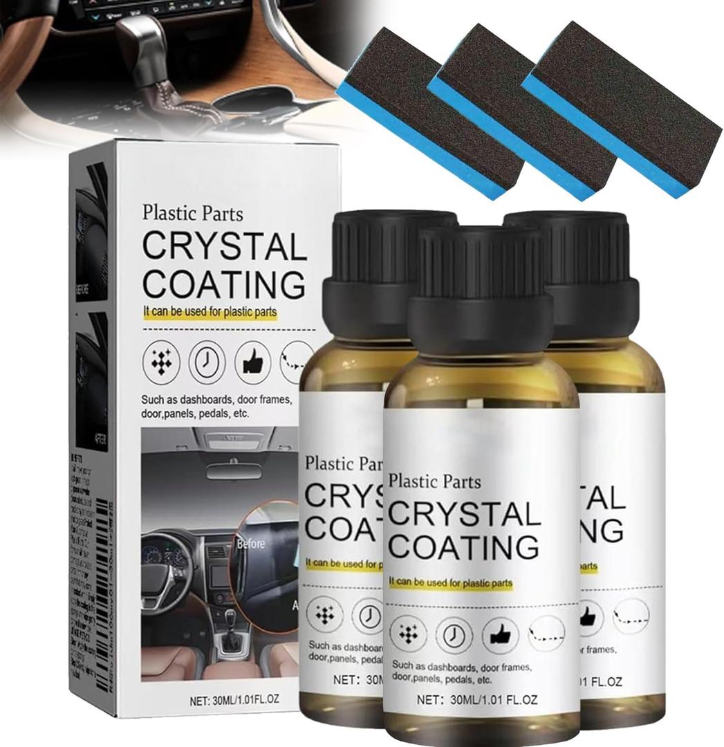 Generic Crystal Coating for Car Plastic Parts, Protects Faded Interior, Easy to Use Car Refresher (3pcs)