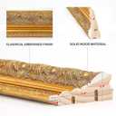 French Ornate Frame for 12x18 Oil Paintings Art Prints, 2.4' Wide Vintage Gold Embossed Wood Shabby Chic Canvas Frame
