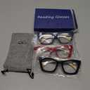 Hubeye Square Reading Glasses for Women Men Blue Light Blocking Computer Fashion Style Readers with Spring Hinge