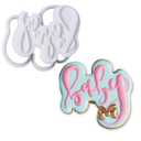 2 x Mostop 3D Cookie Cutter with Baby Letter Stampers Baby Shower Cake Mold Fondant Decorating Tools DIY Mold for Sugar Craft Baking Mould Kids' Birthday Party Kitchen Tools