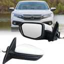Left Driver Side Mirror For 2016 2017 2018 2019 2020 2021 Honda Civic Coupe Touring Mirror with Heated Turn Signal Manual Folding Replace 76258-TBA-A21ZA(White)7Pins