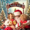 Christmas North Pole Backdrop Winter Forest Snowy Xmas Tree Photography Background Christmas Party Decorations Family Holiday Photo Props (7X5FT)