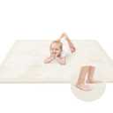 Baby Play Mat for Floor,1.3" Thick Memory foam Tummy Time Mat for Toddlers,Infants,kids,Water-Repellent Soft Nursery Rug,Extra Large Non Slip for Crawling&Yoga,Tatami Style for Living Room (Cream)