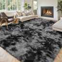 8x10 Area Rugs for Living Room Bedroom, Large Area Rug Shag Shaggy Carpet Soft Plush Furry Bedside Rug, Rugs for Home Decor (Dark Grey Tie-Dyed, 8 x 10 Feet)