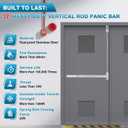 IRONWALLS Surface Vertical Rod Exit Device, 32in Commercial Door Push Bar Panic Device with Single Point Top Latching, Stainless Steel Emergency Exit Panic Bar for 32"-48" (W), 6.7ft-8.1ft (H) Doors