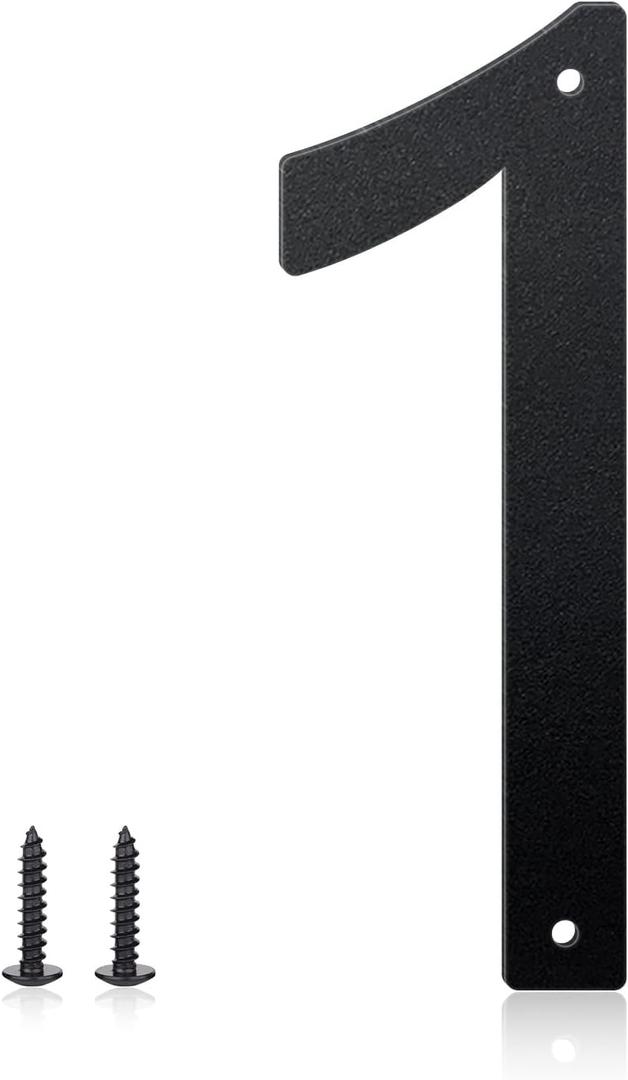 8 Inch House Numbers and Metal Letters for Outdoor Signs, House Numbers for Outside, Aluminum Address Letters and Numbers for Door, Mailbox, Garden, Perfect for Home or Office (Number 1)