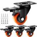 Caster Wheels- 2 Inch Casters Set of 4 Heavy Duty, TAYLOON Locking Industrial Casters with No Noise Polyurethane Wheels, Swivel Plate Casters for Furniture and Workbench - Set of 4 (Free Screws)