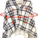 WOOLALA USB Plaid Heated Shawl Blanket, Wearable Fleece Electric Heating Blanket with Snap Closure 3 Temperature Settings for Home Office Outdoor, Machine Washable (55 * 31.5in)