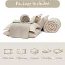 Monbix Queen Comforter Set - 7 Pieces Beige Bed in a Bag Queen Bedding Sets with Comforters, All Seasons Comforter Bed Set with Sheets, Pillowcases & Shams
