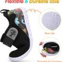 L-RUN Toddler Sneakers Boys Girls Lightweight Shoes Knit Kids Walking Shoes for Indoor Outdoor (Black)