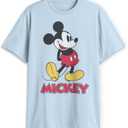 Disney Mickey Mouse Classic Distressed Vintage Standing T-Shirt (Blue, L)