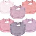Baby Muslin Bibs,6 Pcs Drool Bandana Bibs for Baby Girl Drooling and Teething,Soft and Absorbent Cotton for Newborn (Purple & Pink)