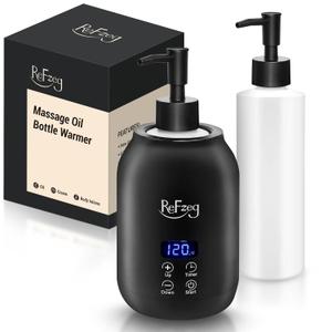 Massage Oil Warmer Bottle Professional Electric Lotion Digital Heater for SPA, Portable Oil Warmer Heated Cream for Beauty Salon Home, with / Switchable Display, Two Oil Dispenser Bottle