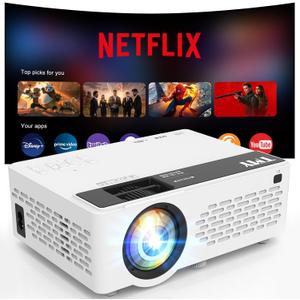 Netflix-Officially-LicensedTMY Mini Projector with WiFi and bluetooth, 1080P Full HD Portable Projector, Movie Projector Compatible with TV Stick Smartphone/HDMI/USB, indoor & outdoor use