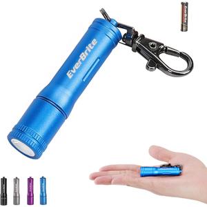 EverBrite Keychain LED Flashlight Mini Bright Key Ring Portable Pocket Torch for EDC, Party Favors, Night Reading, Camping, Power Outage, Emergency, AAA Battery Included, Blue