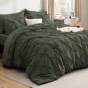 Bedsure King Size Comforter Set Olive Green - Bed in a Bag King Size 7 Pieces, GentleSoft™ Pintuck Bed Set Gift for Family, Pinch Pleat Olive Green Comforter with Sheets, Pillowcases & Shams