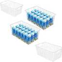 Nprohuge Upright Freezer Organizer Bins， Freezer Baskets for 16, 17, 21 cu.ft Standup Freezer, Wire Storage Baskets with Built-in Handles, 1Pcs ,White