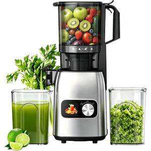 Cold Press Juicer with 5.3" Extra Wide Feed Chute, Slow Masticating Juicer Machine for Pre-Cut Fruits and Vegetables, High Yield Fruit Juicer, Easy Clean Design