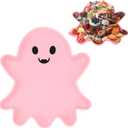 13.7 Inch Halloween Plastic Charcuterie Fillable Food Trays Disposable Bat Shaped Display Mache Box Candy Serving Tray Container for Halloween Party Favors Supplies, (Ghost, Pink)