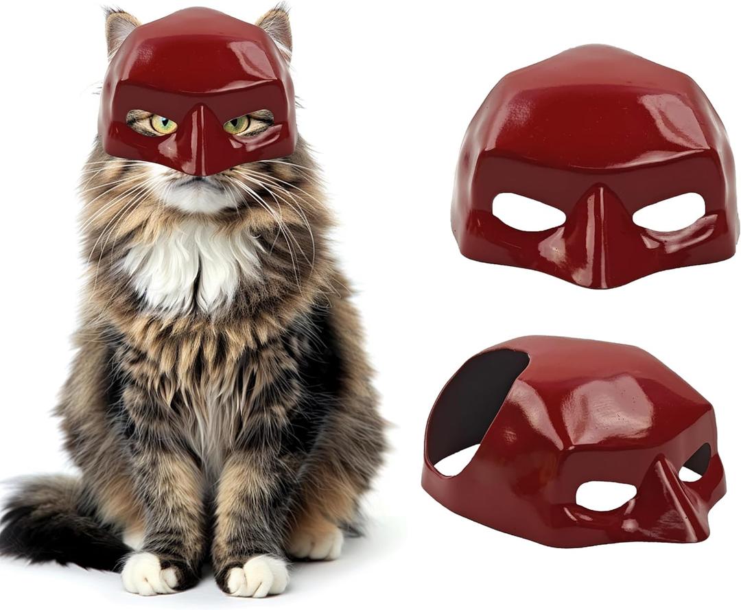4 x Cat Mask for Cosplay - Cute & Comfortable Halloween Costume Accessory for Cats (Red 1 pcs)
