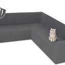 ALIECOM Stretch Corner Sectional Couch Covers L Shape Sofa Covers Washable Sectional Slipcovers U Shape Jacquard Living Room Pet Dogs Furniture Protector with Elastic Bottom (Medium Gray, X-Large)