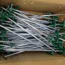 100 Pack Tent Stakes Heavy Duty 10 Inch Camping Stake Yard Stakes Metal Tent Pegs for Ground Stake Spikes for Camping Garden Yard (Green)