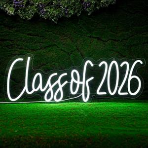 Glooglitter Large Congrats Grad Neon Sign Class of 2026 Sign Decor Grad Light up Decor LED Graduation Congratulation Gift for Graduation Ceremony Party Backdrop Celebration(Class), 23.6 X 6.5 Inches
