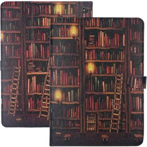 Case for All New Fire HD 8 & 8 Plus Tablet 10th/ 12th Generation, 2020/ 2022/ 2024 Release, Slim Folio PU Leather Case Stand Shell Shockproof TPU Back Cover, Library Bookshelf