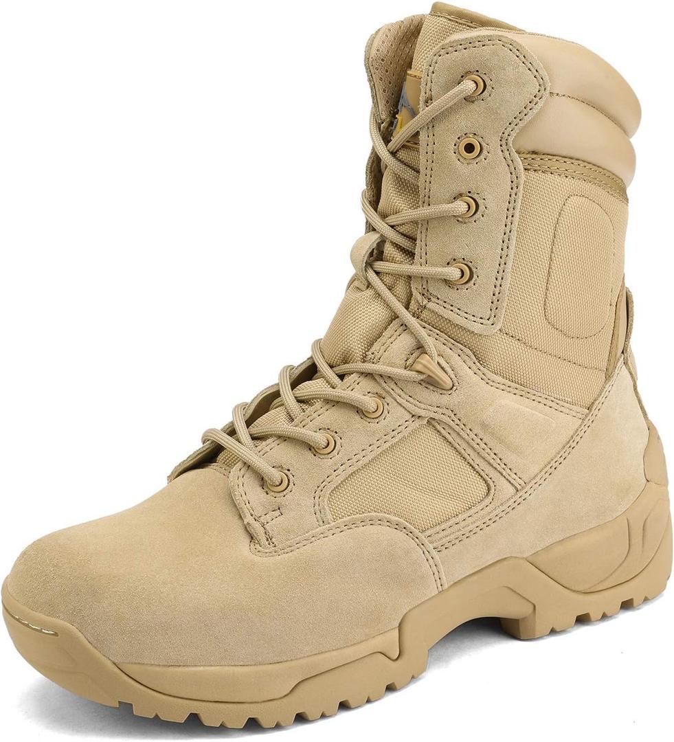 NORTIV 8 Men's Military Tactical Work Boots Hiking Motorcycle Combat Boots Response (7, Sand)