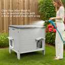 Weatherproof Outdoor Insulated Cat House for Feral Cat, Plastic Elevated Cat Shelter with Escape Door, Easy Assemble, Expansive Interior, Grey 27.0" L x 27.0" W x 21.0" H