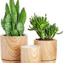 Dicunoy Set of 3 Ceramic Planters - 6"/5"/4" Cylinder Flower Pots with Drainage Holes and Saucers for Indoor, Outdoor, Garden, Cactus, Herbs, Snake Plants, Aloe Vera, All House Plants