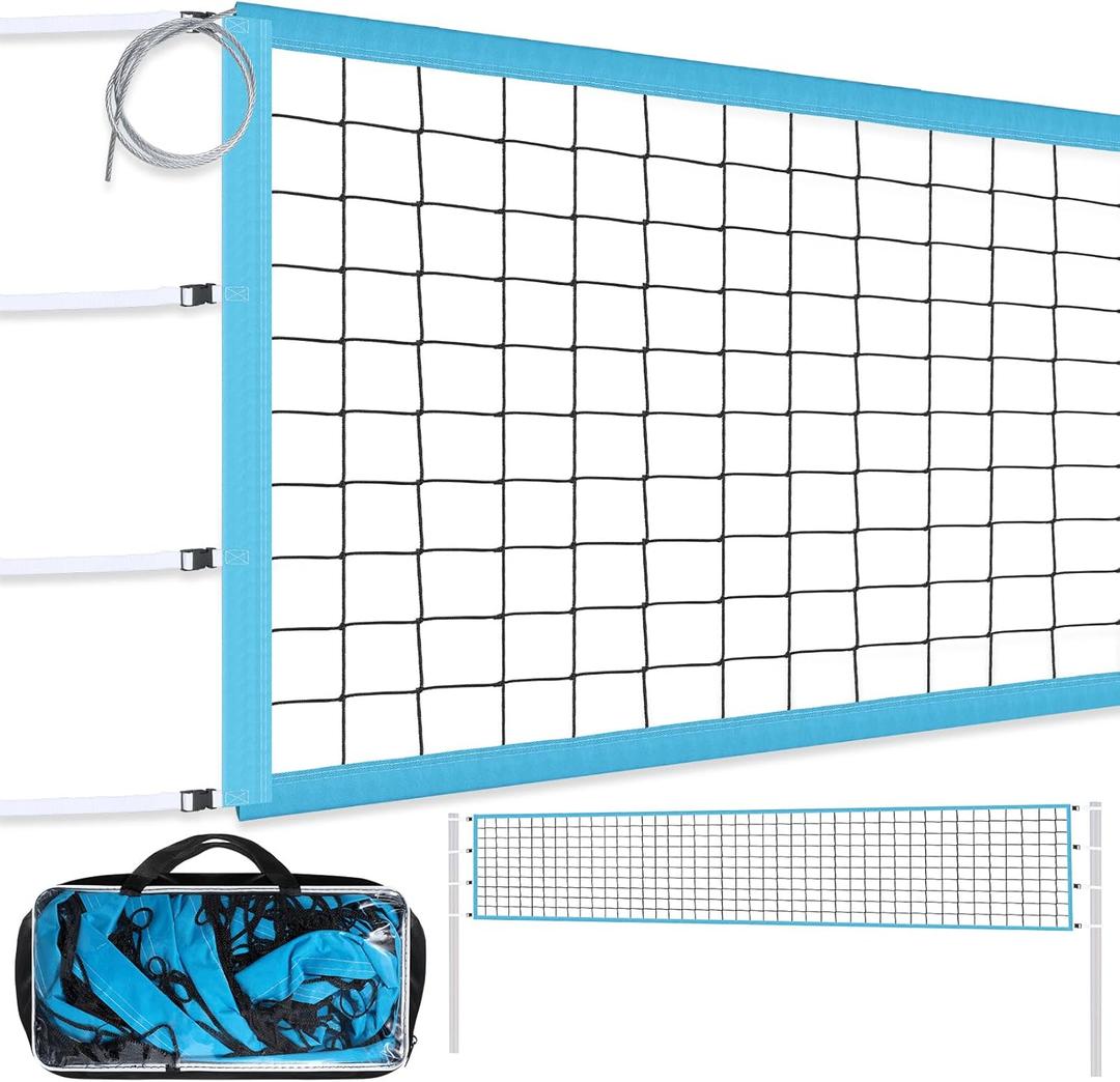 32 x 3 ft Volleyball Net with Steel Cable and Widened Straps Heavy Duty Volleyball Net Weather Resistance Backyard Replacement for Indoor Outdoor Summer Beach Sports