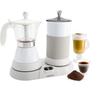 Espresso Maker With Milk Frother; 3 Cups Italian Coffee Maker; Electric Moka Pot And Frother For Cappuccino, Mocha, Latte Macchiato Cuban Coffee Maker Electric Cafeteras Electricas Modernas