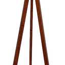 LEPOWER Wood Tripod Floor Lamp, Mid Century Standing Lamp, Modern Design Studying Light for Living Room, Bedroom, Study Room and Office, Flaxen Linen Shade with E26 Base Brown